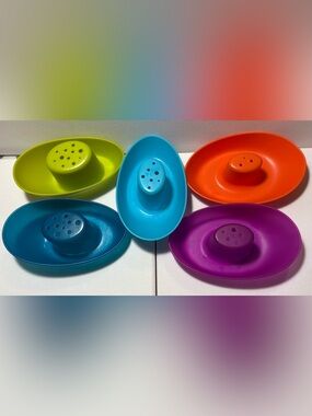 BOON Colorful Stackable Bathtub Toys x5-1.5-2.3” Tall; 2.75-3.5” Wide; 5-6”